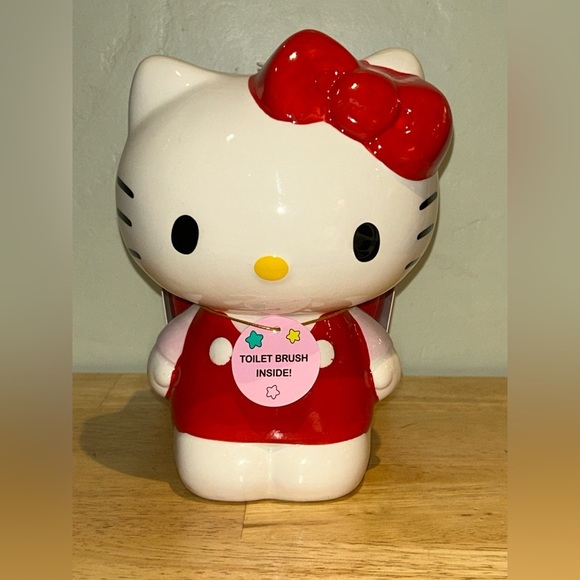 Hello Kitty Ceramic Toilet Brush Holder With Toilet Brush Made By Sanrio - Picture 5 of 6